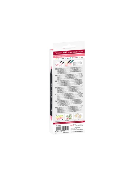 Rotulador tombow abt dual brush acuarelable doble punta fina/pincel estuche de 6 colores candy