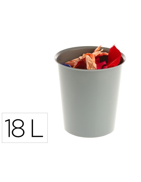 Papelera plastico archivo 2000 reciclable 100% 18 litros color gris 290x310 mm
