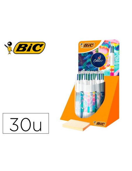 Boligrafo bic cuatro colores decorados punta de...