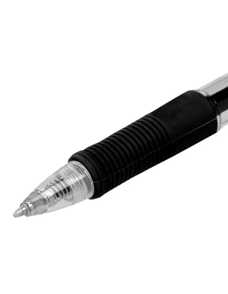 Boligrafo q-connect sigma retractil con sujecion de caucho tinta gel 0,5 mm color negro