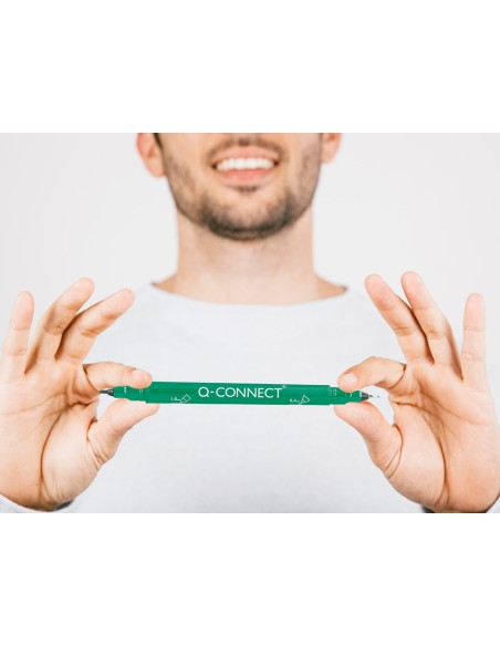Rotulador q-connect marcador permanente doble punta color verde 0,4 mm y 1 mm