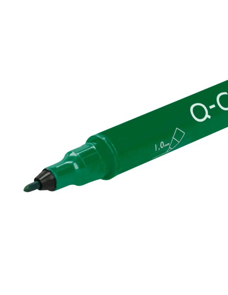 Rotulador q-connect marcador permanente doble punta color verde 0,4 mm y 1 mm