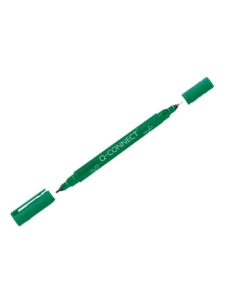 Rotulador q-connect marcador permanente doble punta color verde 0,4 mm y 1 mm