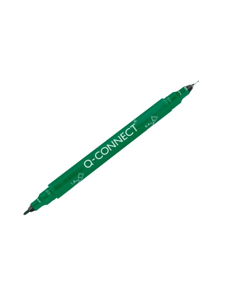 Rotulador q-connect marcador permanente doble punta color verde 0,4 mm y 1 mm