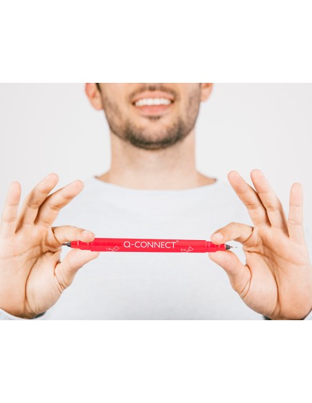 Rotulador q-connect marcador permanente doble punta color rojo 0,4 mm y 1 mm