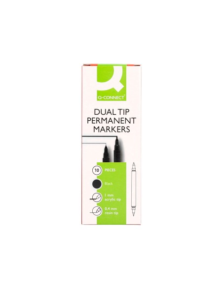 Rotulador q-connect marcador permanente doble punta color negro 4 mm y 1 mm