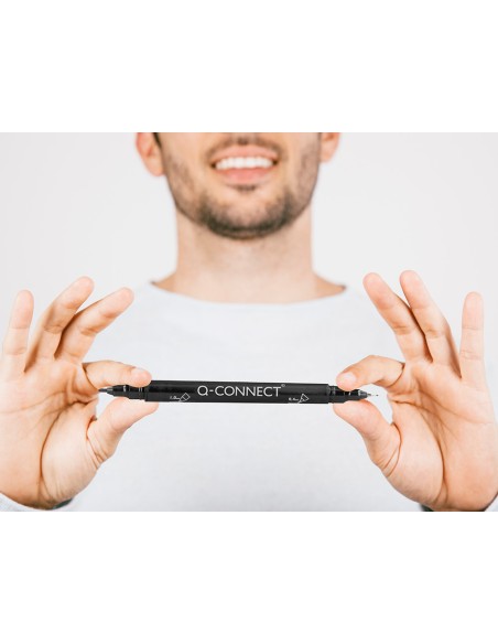 Rotulador q-connect marcador permanente doble punta color negro 4 mm y 1 mm