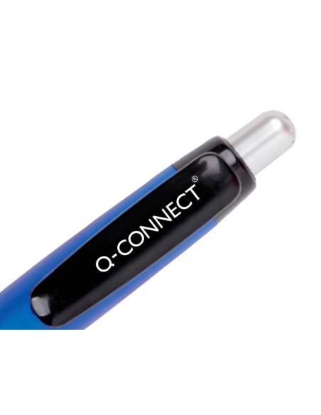 Boligrafo q-connect premium retractil con sujecion de caucho color azul punta 1 mm