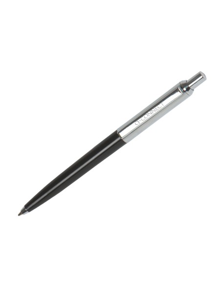 Boligrafo q-connect premium metalico retractil con clip color negro punta 1 mm