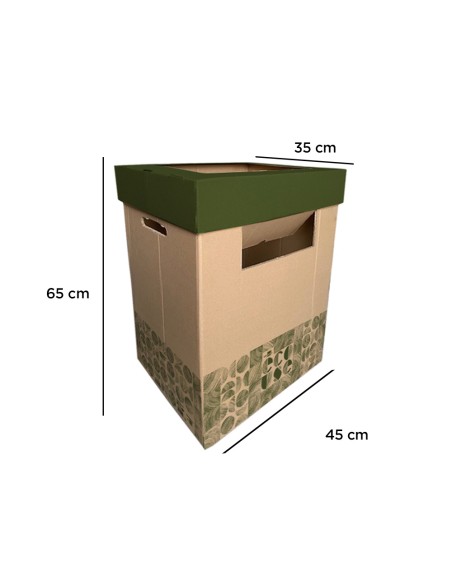 Contenedor papelera reciclaje liderpapel ecouse carton 100% reciclado y reciclable 70 litros 450x350x650 mm