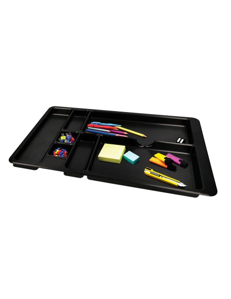 Bandeja organizadora q-connect de cajones color negro 364x225x21 mm