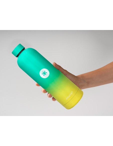 Botella portaliquidos antartik isotermica acero inoxidable libre de bpa colourful amarillo/verde 750 ml