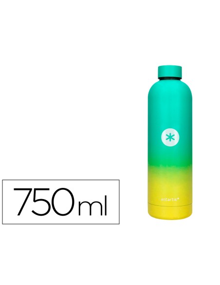 Botella portaliquidos antartik isotermica acero inoxidable libre de bpa colourful amarillo/verde 750 ml