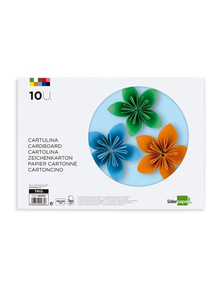 Bloc trabajos manuales liderpapel cartulina 240x315mm 10 hojas 5 colores neon + 5 colores intensos