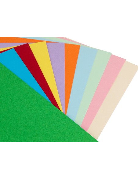 Cartulina liderpapel a4 180g/m2 25 colores surtidos paquete de 100 hojas