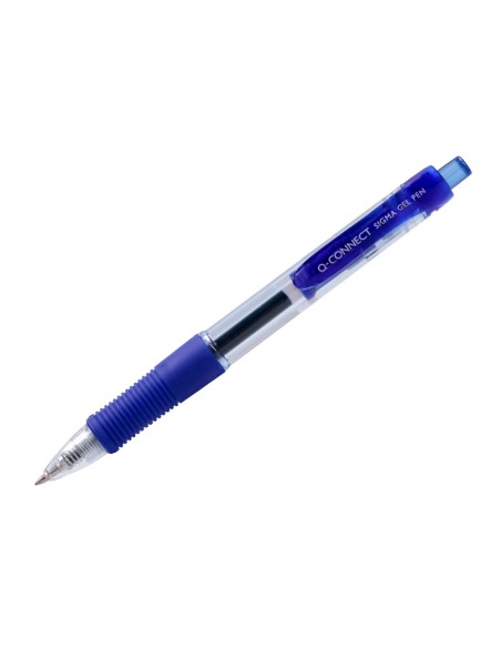 Boligrafo q-connect sigma retractil con sujecion de caucho tinta gel 0,5 mm color azul