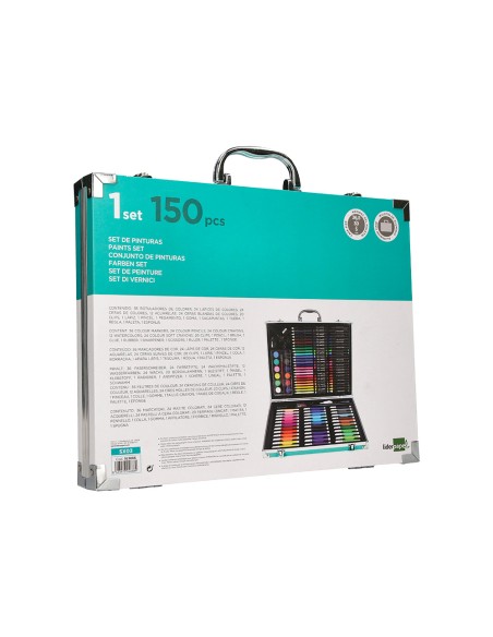 Estuche de pintura liderpapel aluminio 150 piezas maletin 37,8x29,7x4,6 cm