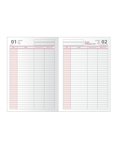 Libro de reservas dohe din a4 encuadernado tapa polipiel perpetuo 384 paginas dia pagina papel blanco 70 gr