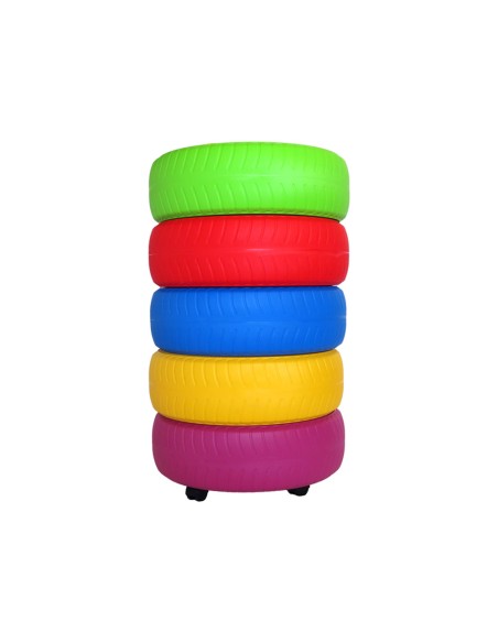 Carro portaneumaticos sumo didactic + 5 neumaticos colores surtidos 60 cm diametro x 95 cm