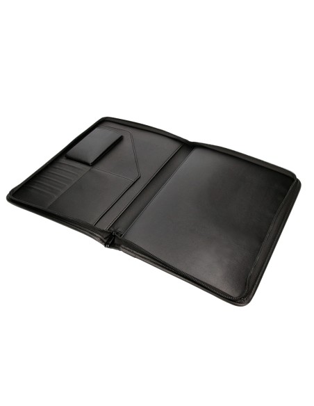 Carpeta portafolios cremallera con bolsa para movil y tarjetero color negro 260x355 mm