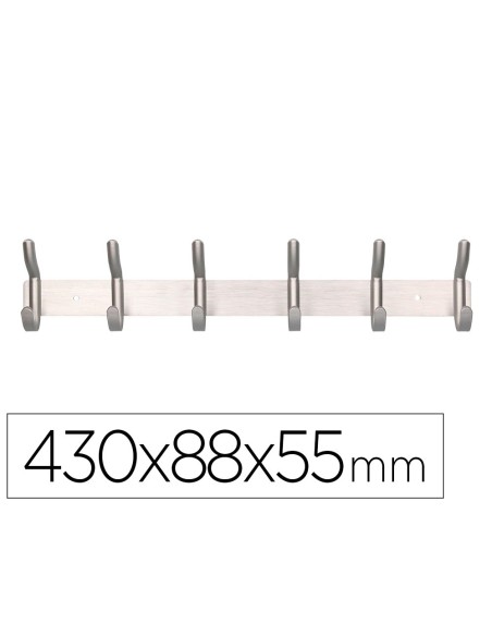 Perchero liderpapel pared metalico 6 colgadores...