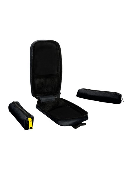 Bolso escolar portatodo antartik forma de mochila con bolsillo y 4 departamentos color negro 230x50x120 mm