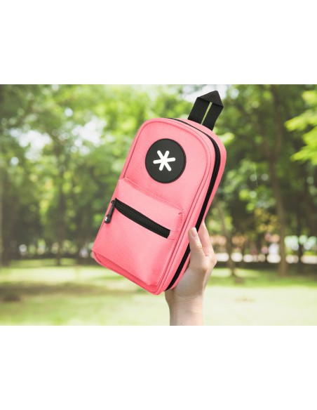 Bolso escolar portatodo antartik forma de mochila con bolsillo y 4 departamentos color coral 230x50x120 mm