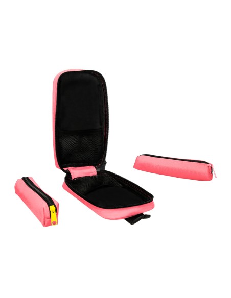 Bolso escolar portatodo antartik forma de mochila con bolsillo y 4 departamentos color coral 230x50x120 mm