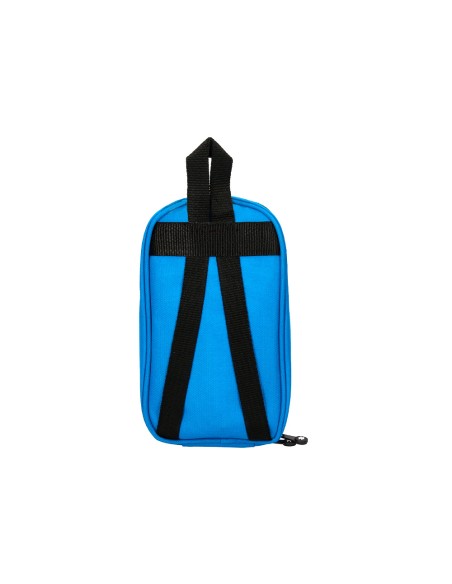 Bolso escolar portatodo antartik forma de mochila con bolsillo y 4 departamentos color azul 230x50x120 mm