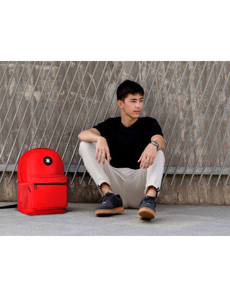 Cartera antartik mochila con asa y bolsillo frontal concremallera color rojo 320x140x430 mm