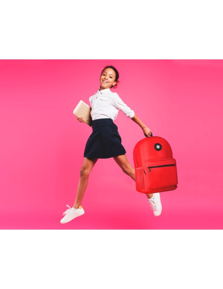 Cartera antartik mochila con asa y bolsillo frontal concremallera color rojo 320x140x430 mm