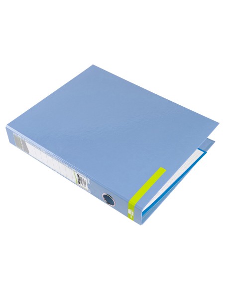 Carpeta de 2 anillas 25 mm mixtas liderpapel a4 forrado color system con ollao y tarjetero celeste