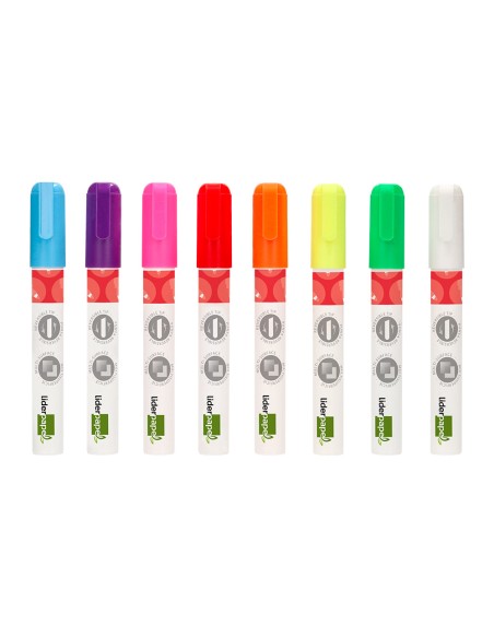 Rotulador liderpapel tiza liquida punta redonda trazo 6 mm caja de 8 unidades colores surtidos