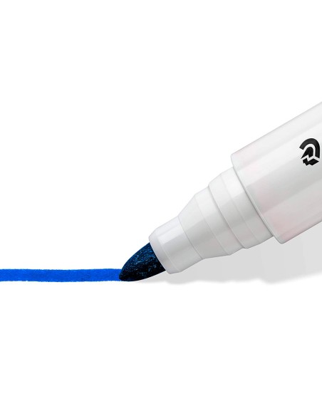 Rotulador staedtler lumocolor 351 para pizarra blanca punta redonda 2 mm recargable color azul