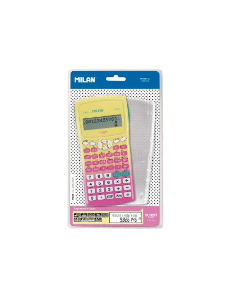 Calculadora milan cientifica m240 sunset tapa translucida 2 lineas 240 funciones 10+2 digitos color rosa /amarillo