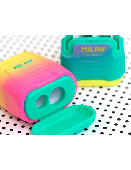 Sacapuntas milan compact sunset plastico 2 usos...