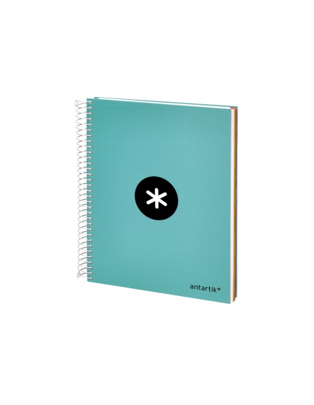 Cuaderno espiral a5 micro antartik tapa forrada120h 90 gr liso 5 bandas 6 taladros color menta