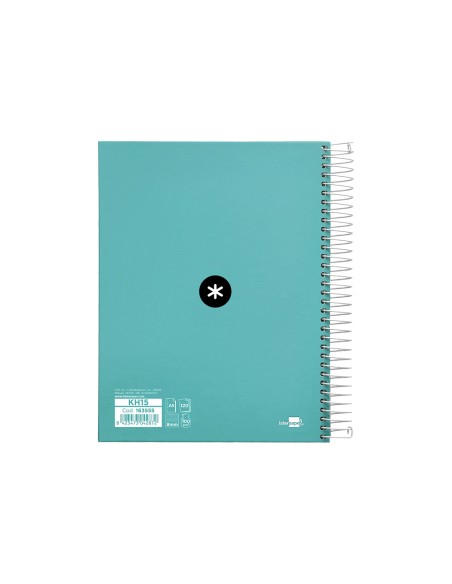 Cuaderno espiral a5 micro antartik tapa forrada120h 100 gr horizontal 5 banda6 taladros color menta