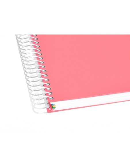 Cuaderno espiral a5 micro antartik tapa forrada120h 100 gr horizontal 5 banda6 taladros color coral