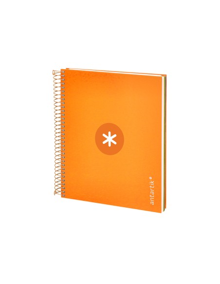 Cuaderno espiral a5 micro antartik tapa forrada120h 90 gr cuadro 5mm 5 bandas6 taladros color mostaza