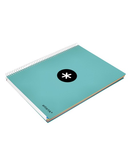 Cuaderno espiral a4 micro antartik tapa forrada 120h 90 gr liso 5 bandas 4 taladros color menta
