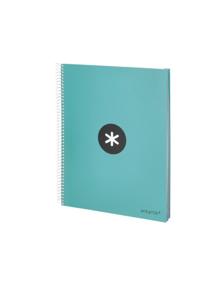 Cuaderno espiral a4 micro antartik tapa forrada 120h 90 gr liso 5 bandas 4 taladros color menta