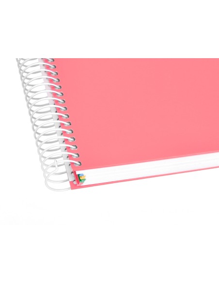 Cuaderno espiral a4 micro antartik tapa forrada 120h 90 gr liso 5 bandas 4 taladros color coral
