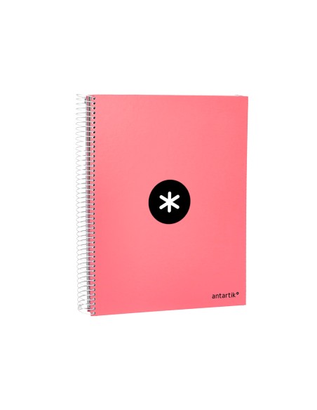 Cuaderno espiral a4 micro antartik tapa forrada 120h 90 gr liso 5 bandas 4 taladros color coral