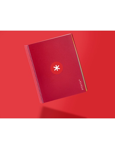Cuaderno espiral a4 micro antartik tapa forrada 120h 90 gr horizontal 5 bandas 4 taladros color frambuesa