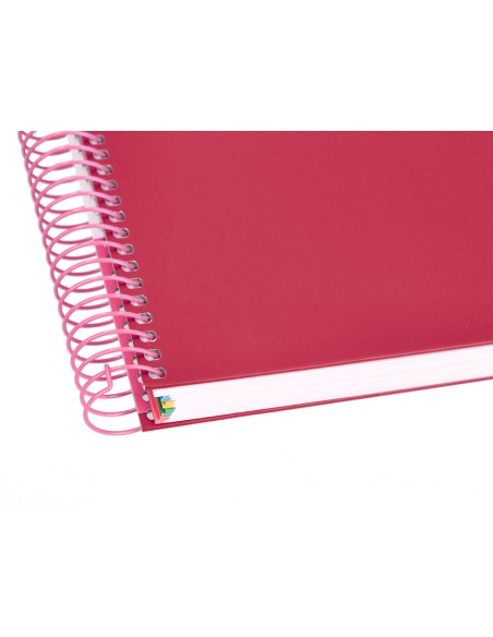 Cuaderno espiral a4 micro antartik tapa forrada 120h 90 gr horizontal 5 bandas 4 taladros color frambuesa