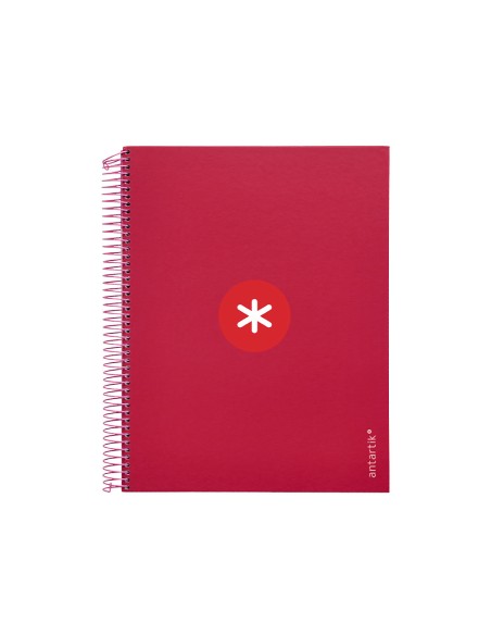 Cuaderno espiral a4 micro antartik tapa forrada 120h 90 gr horizontal 5 bandas 4 taladros color frambuesa