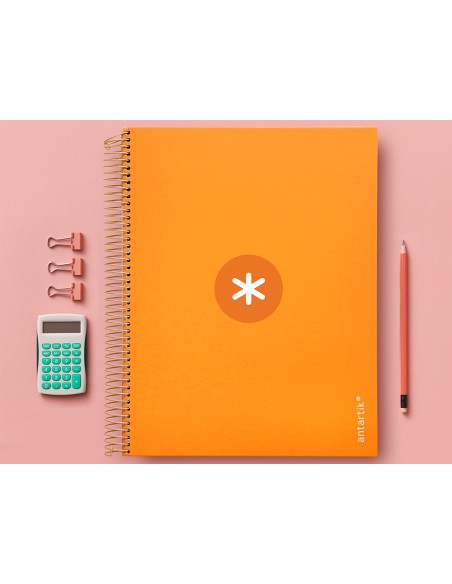 Cuaderno espiral a4 micro antartik tapa forrada 120h 90 gr horizontal 5 bandas 4 taladros color mostaza