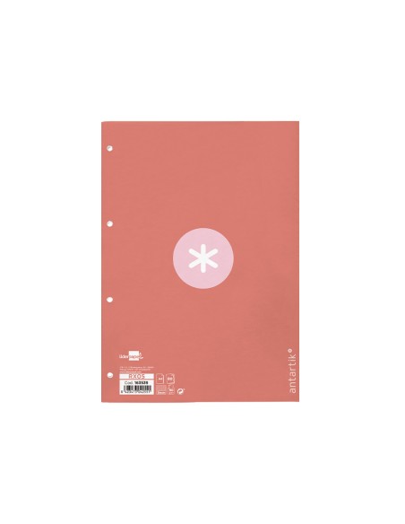 Recambio a4 antartik 80 hojas 90g/m2 cuadro 5 mm 4 taladros 1 banda marco color rosa
