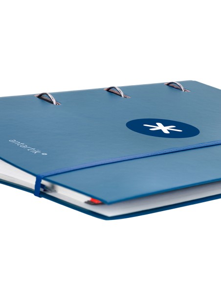 Carpeta con recambio antartik a4 cuadro 5mm forrada 4 anillas 40mm redondas color azul marino